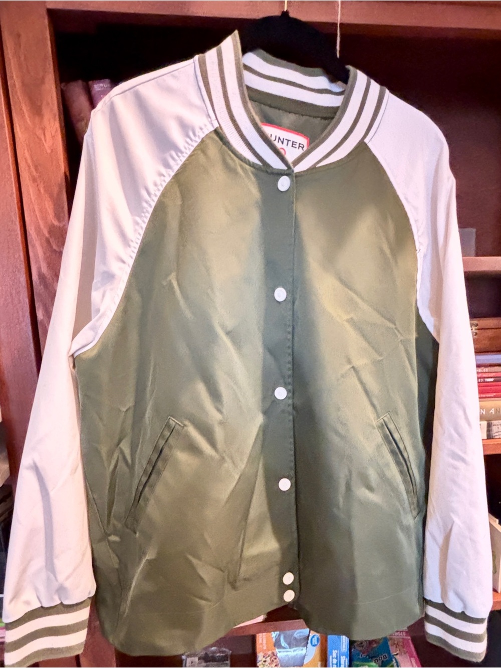 Hunter for Target Olive Green and Cream Varsity Bomber Jacket XL